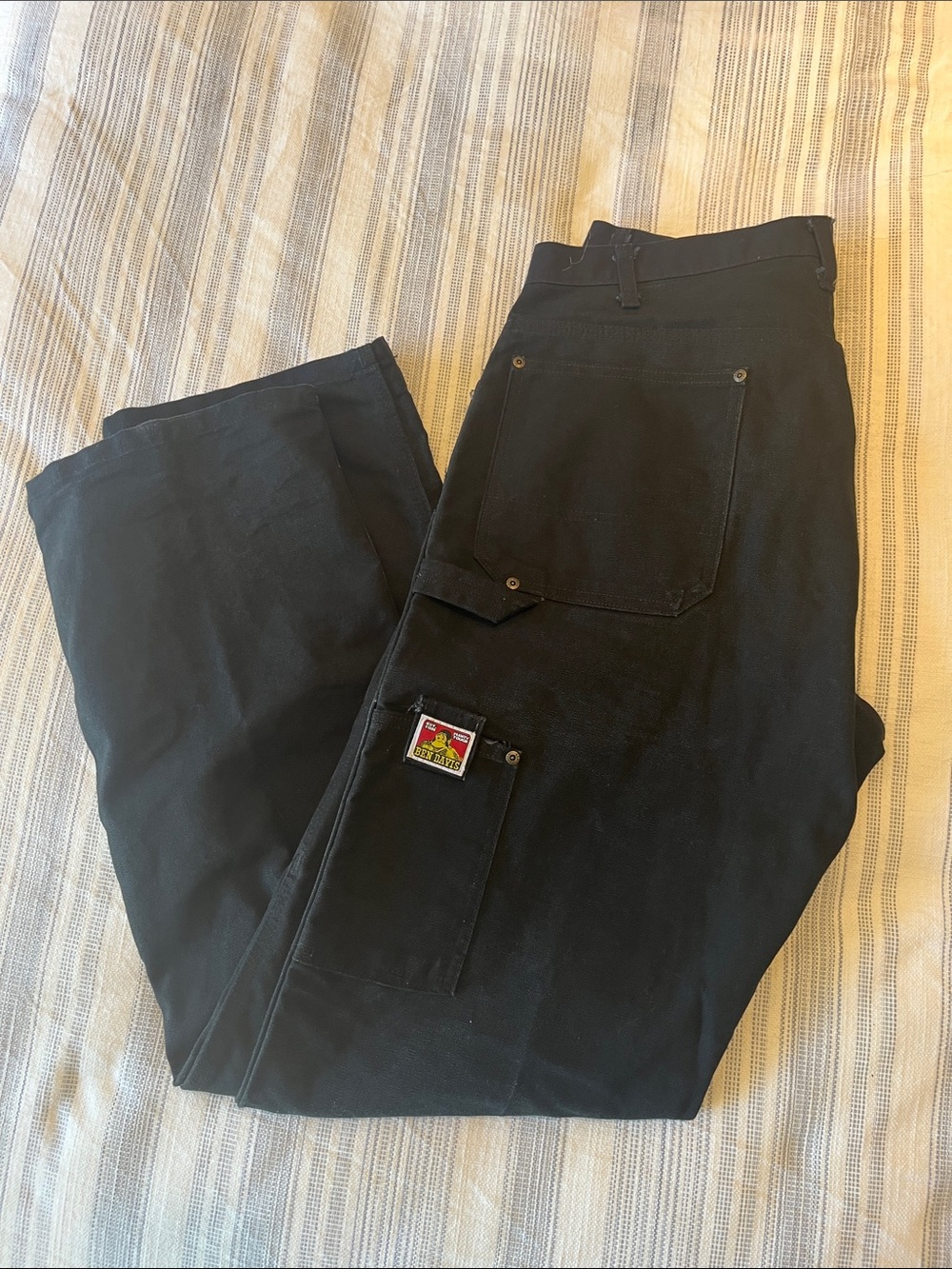 Ben Davis Men's Black Cargo Work Pants with Utility Pockets